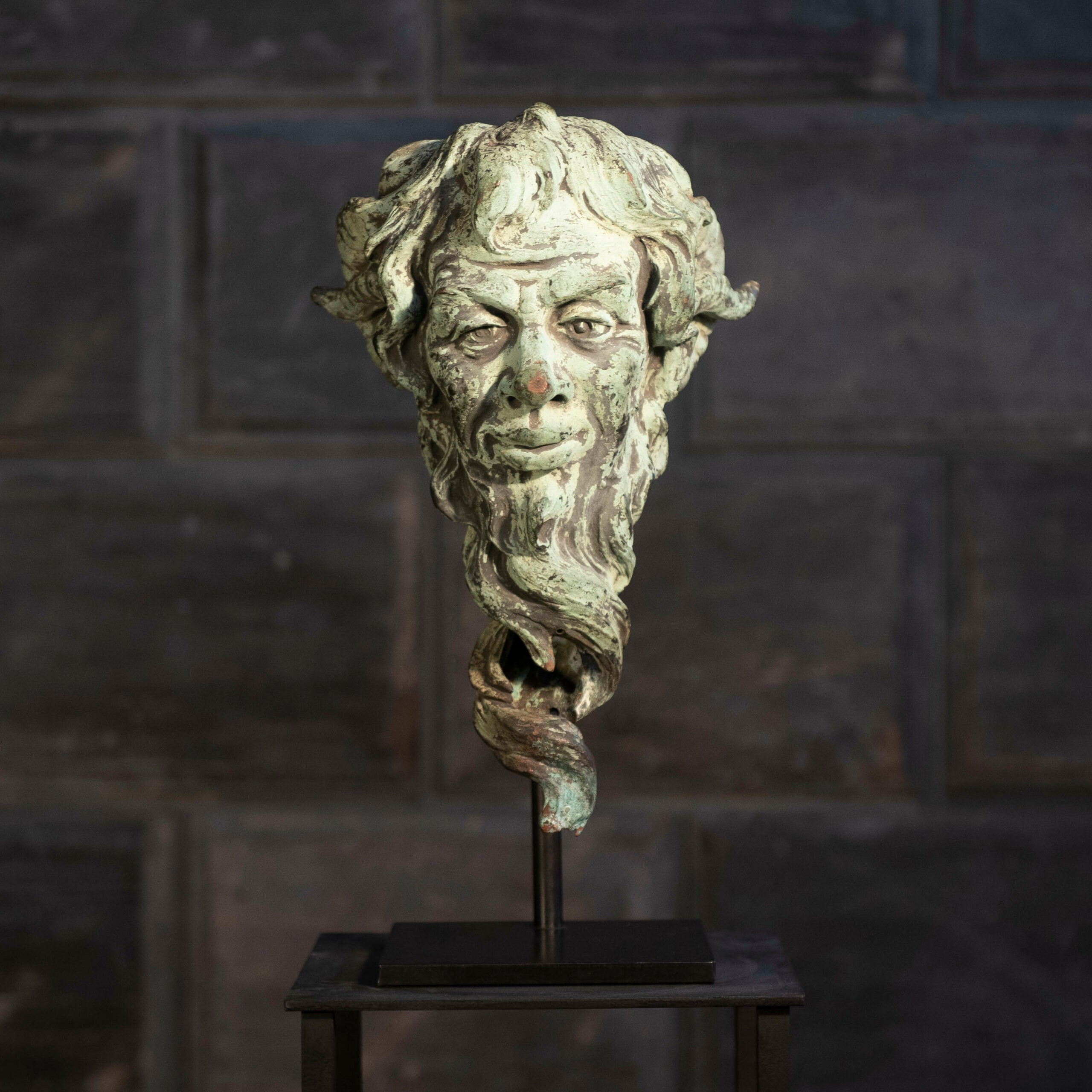 French Cast Bronze Head on Iron Stand RT Facts