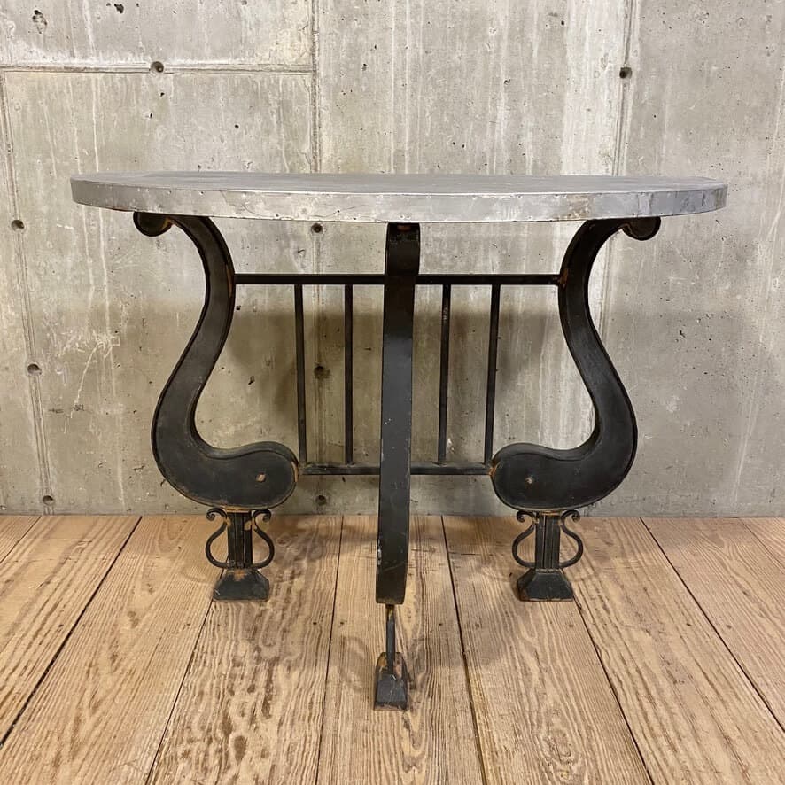 Demilune Zinc Top Console Table RT Facts