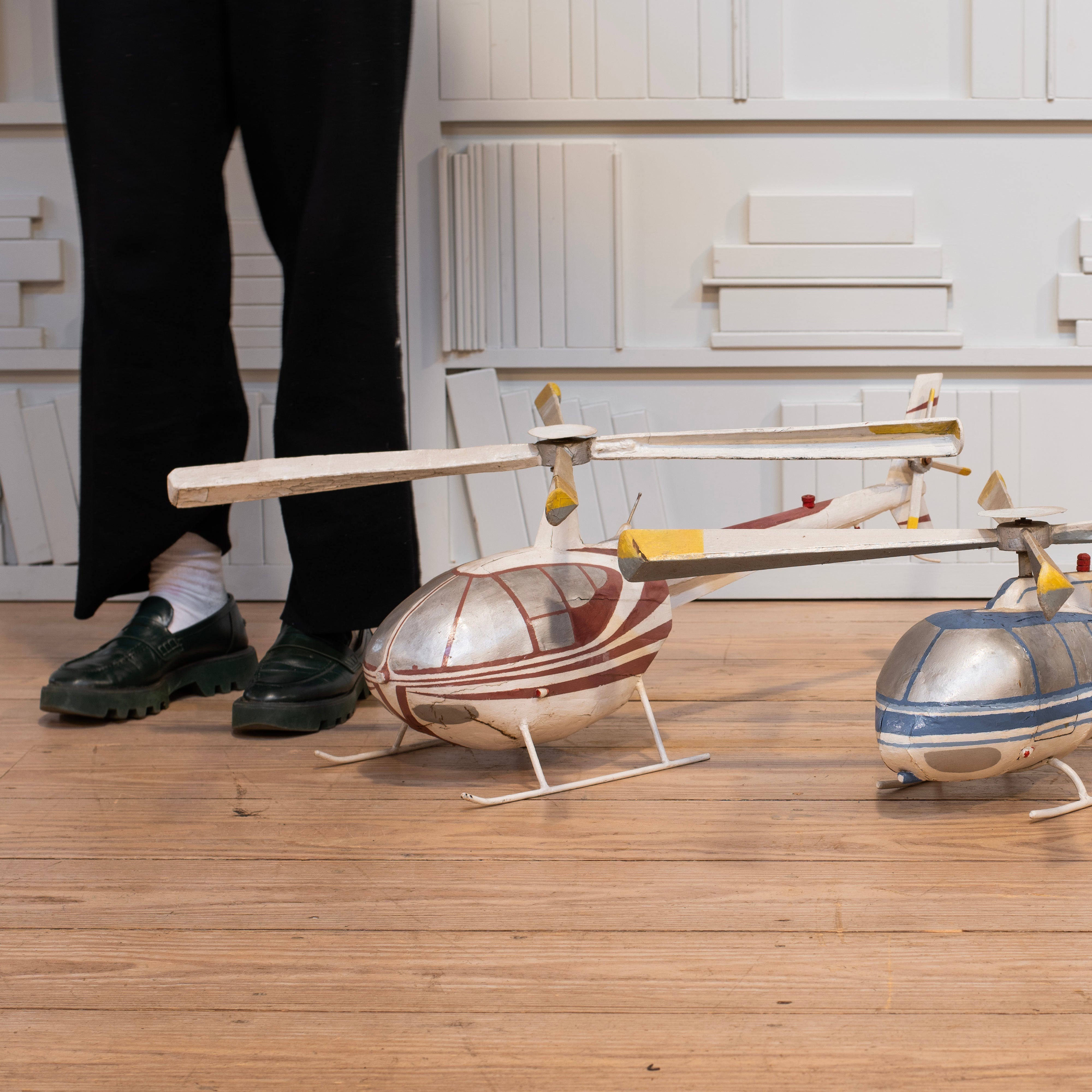 Pair of Handpainted Papermâché Helicopters RT Facts