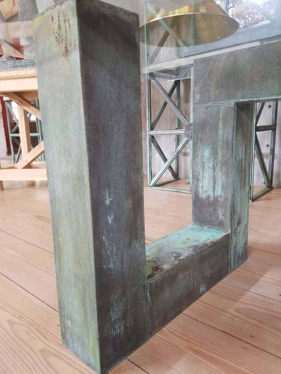 In Stock Geometric Table Base Only in Patinated Copper, 50