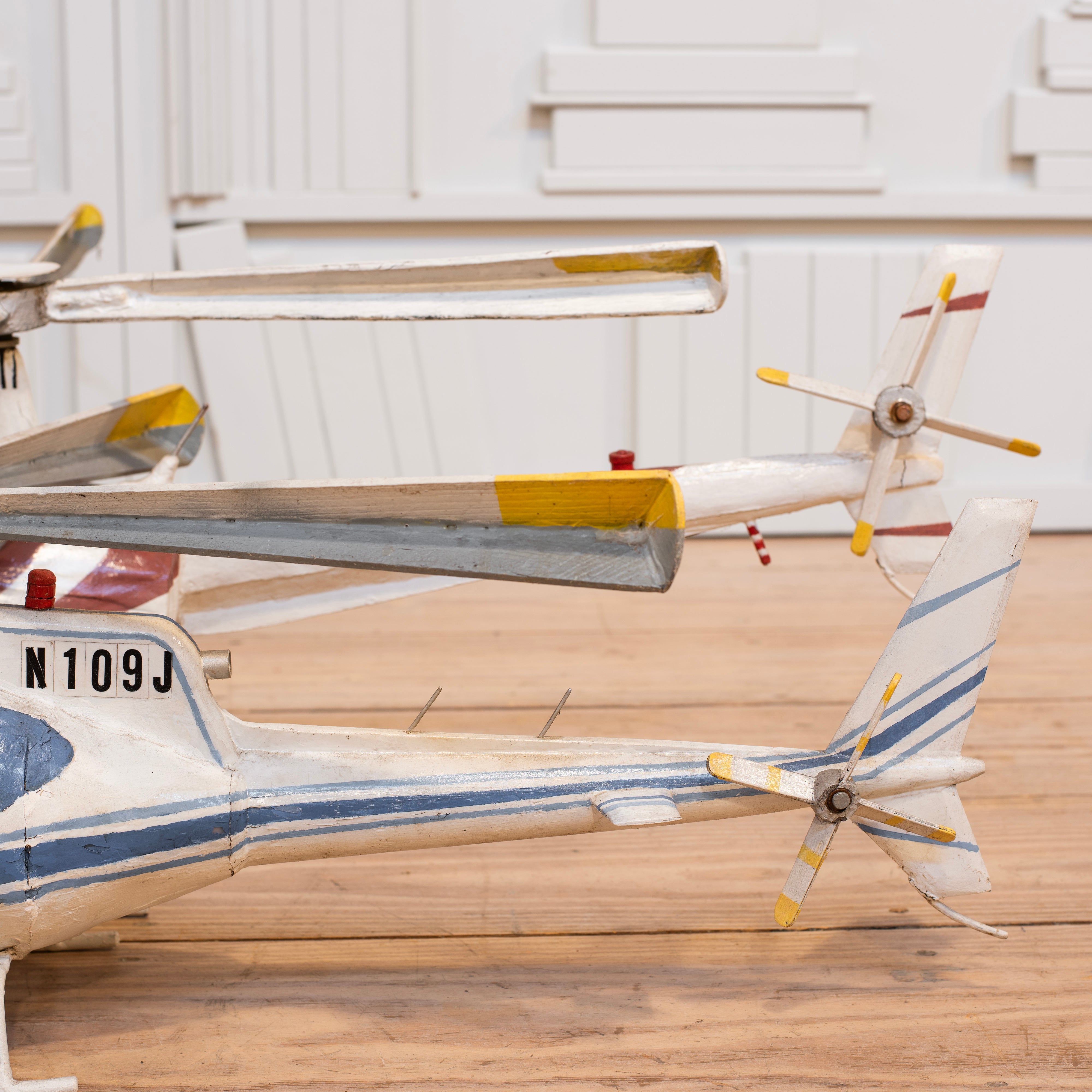 Pair of Handpainted Papermâché Helicopters RT Facts