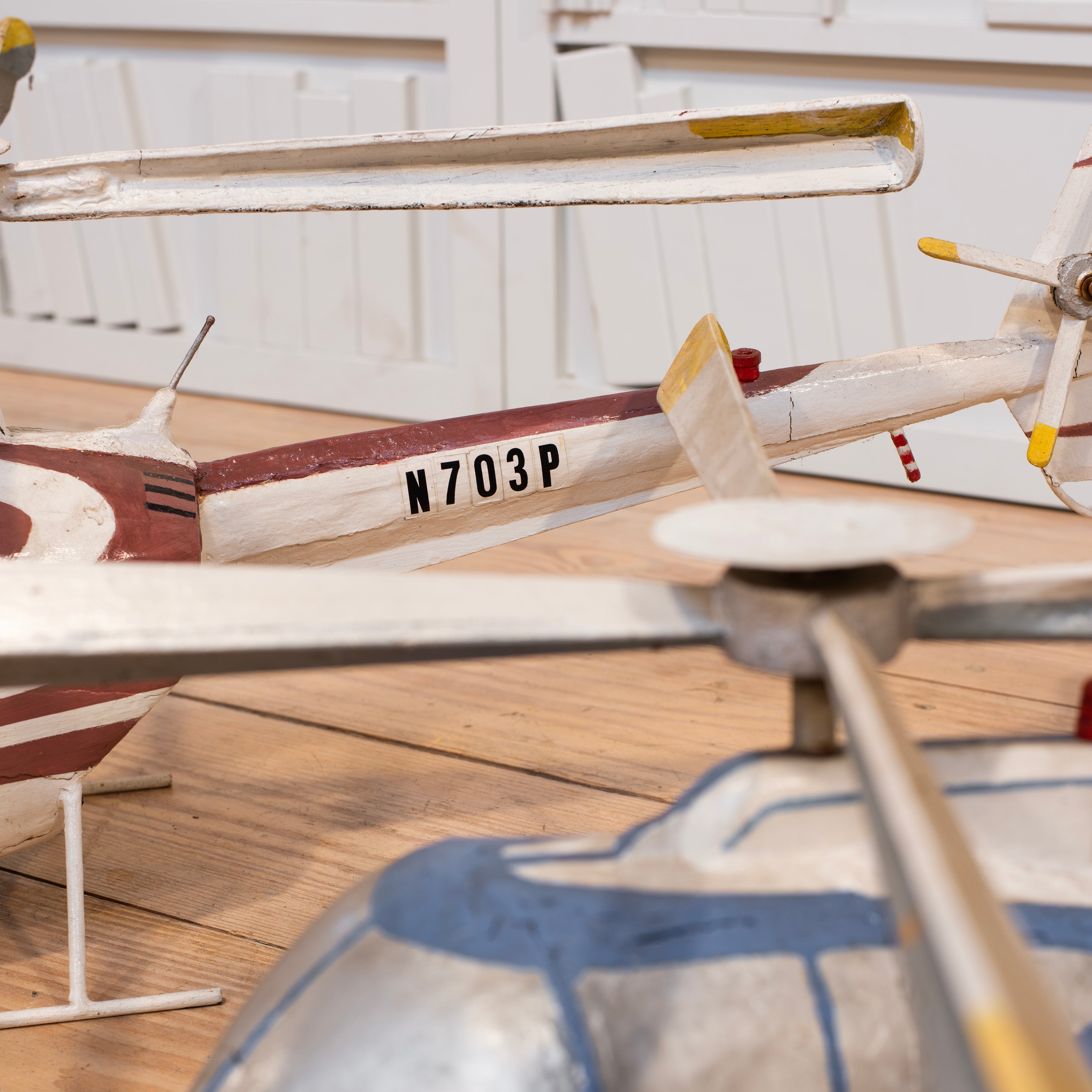 Pair of Handpainted Papermâché Helicopters RT Facts