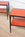 In Stock Two Tiered Tapered Side Table in Blackened Finish with Leather Tops