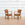 Pair of French Walnut and Leather Bridge Chairs, 1940's