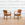 Pair of French Walnut and Leather Bridge Chairs, 1940's