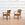 Pair of French Walnut and Leather Bridge Chairs, 1940's