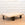 In Stock Offset Coffee Table with Blackened Base and Natural Linen Top