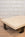 In Stock Offset Coffee Table with Blackened Base and Natural Linen Top