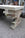 Monumental Antique Gothic Carved Limestone Table Base with Thick Marble Top