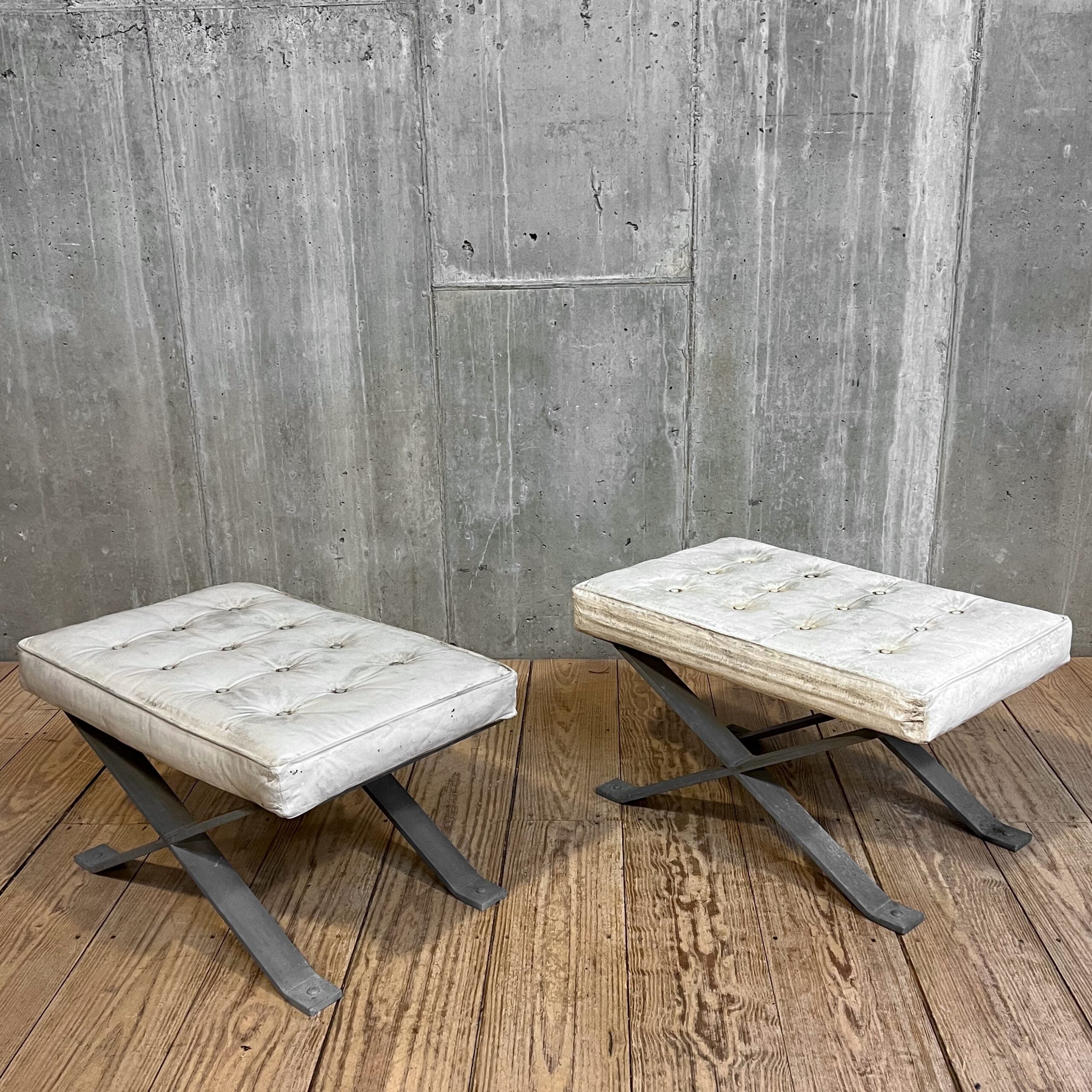 Tufted Cast Stone Benches with Galvanized Steel X Base – RT Facts