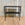Tapered Console with Shelf and Patterned Brown Leather Inset Top, 42"W