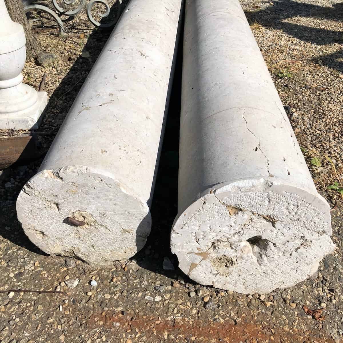 Pair of 19th Century Monumental Carved Portuguese Marble Round Columns ...