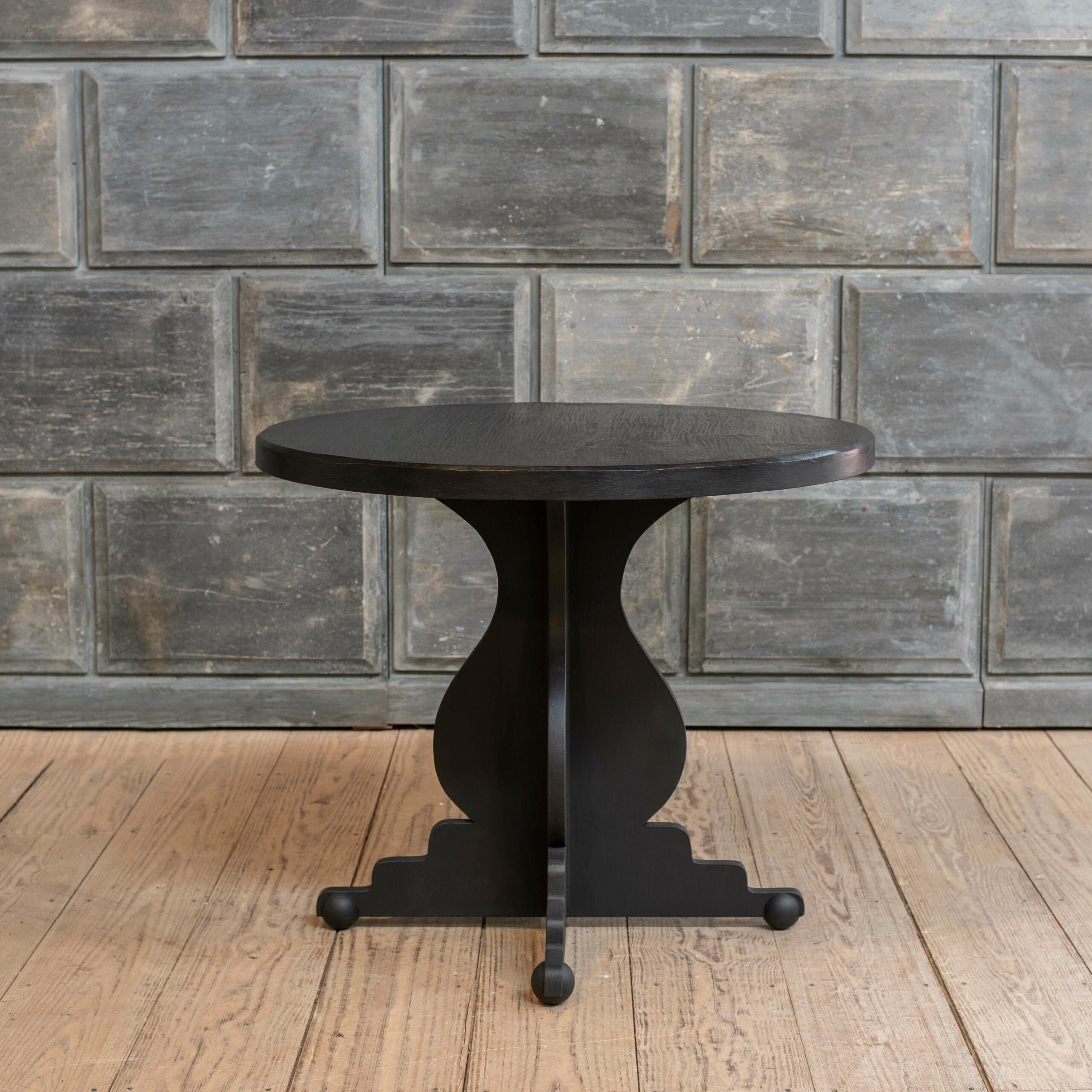 In Stock Baluster Table with Black Box Shaved Top, 36